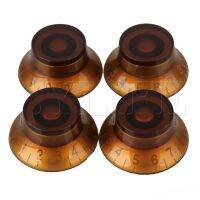 4pcs RIGHT HAND Amber Plastic Hat Bell Knob for Electric Guitar White Number