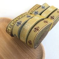 10yards/Lot Wide about 2cm Woven Jacquard Ribbon Cross Gold For Curtain and Clothing Accessory LS-0150