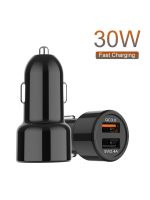 30W ที่ชาร์จแบตในรถ USB ชาร์จเร็ว3.0 FCP AFC ชาร์จเร็วสำหรับ Xiaomi Samsung Huawei iPhone 12 13 14 Pro Max ที่ชาร์จโทรศัพท์ในรถยนต์ LCZ396ที่ชาร์จแบตในรถ S