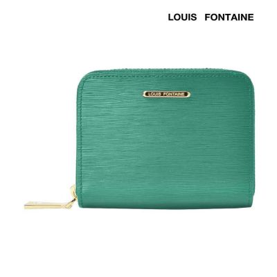 Louis Fontaine กระเป๋าสตางค์พับสั้นซิปรอบ ช่องใส่บัตรแยก รุ่น GEMS - สีเขียว ( LFW0016 )