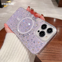 KISSCASE เคสโทรศัพท์ผงกากเพชรแม่เหล็กเหมาะสำหรับ IPhone 15 14 13 12 11 Pro Max 15 Plus 14 Plus กาวแบบหล่นเคส Pengisi Daya Magnetik แบบผงป้องกันลายนิ้วมือกันกระแทกเคสโทรศัพท์สำหรับ IPhone 15 Pro Max