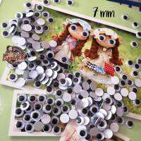 7mm 12 คู่ (24 ดวงตา) ตากลิ้ง กลม ตากลมกลิ้ง ตาตุ๊กตา แบบแปะ ขนาด 7 มิล จำนวน 24 ดวงตา