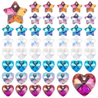 Heart Star Charms 80pcs 8 Styles Faceted Glass Charms Love Heart Electroplate Crystal Pendants Dangle Charms for DIY Bracelet Necklace Earring Keychain Making Phone Lanyard Craft