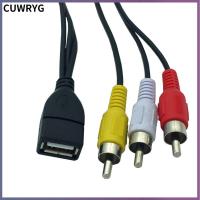 CUWRYG อะแดปเตอร์สำหรับตัวแยก TV/PC/DVR สายอะแดปเตอร์วิดีโอสัญญาณเสียงตัวผู้เป็นตัวเมีย USB เป็น3สายเคเบิล RCA คอมโพสิต AV