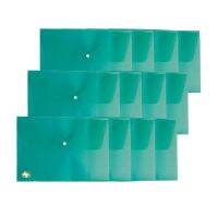 โกลด์แฮนด์ แฟ้มกระเป๋า กระดุม F4 สีพื้น แพ็ค 12 ชิ้น / Goldhand Button Clear Plastic Envelope File F4 12Pcs/Pack