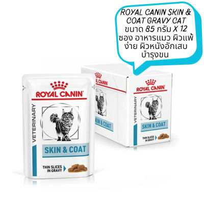 😸 หมดกังวน จัดส่งฟรี 😸 Royal Canin Skin &amp; Coat บรรจุ 12 ซอง  อาหารเปียกสำหรับแมวผิวหนังแพ้ง่าย บำรุงเส้นขนและเสริมสร้างความแข็งแรง