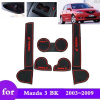 เสื่อกรูฟประตูสำหรับ Mazda 3 BK MPS 2003 2004 2005 2006 2007 2008 2009ป้องกันการลื่น Ruer ประตูแผ่นสล็อตตกแต่งรถสติกเกอร์