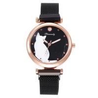 Luxury BlackRedOrange Stainless Steel Mesh Women Dress Watches Wristwatch Cat Bracelet Watch Female Round Clock Quartz Watches