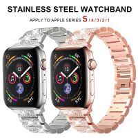 สายรัดสำหรับสายคาด Apple Watch 40มม. 44มม. 38มม. 42มม. สายเพชรสำหรับผู้หญิง + ตัวปรับมิเตอร์ฟรีสำหรับ Apple Watch Series 6 5 4 3 2 1 SE สายเหล็กสแตนเลสนาฬิกาข้อมือแอปเปิ้ล