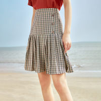 INMAN Pleated Vintage Style E Girl Shchool Bottoms Sweet Kawaii Lady Fashion Retro Plaid Slim A-Line Womens Mini Skirt