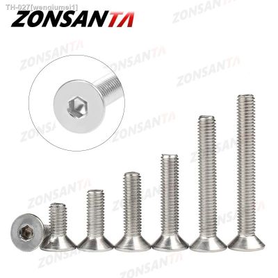 ☽ ZONSANTA M2 M2.5 M3 M4 M5 M6 Din7991 304 stainless steel Bolt Hexagon Hex Socket Flat Head Countersunk Screw Furniture screws
