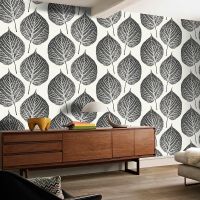 Modern Minimalist Nordic 3D Stereo Black and White Leaf Wall Home Decor Bedroom Living Room Decoration Self-adhesive Wallpaper