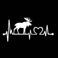 【CW】Moose Elk Heartbeat Lifeline สติกเกอร์รถกันน้ำรูปลอกแล็ปท็อปกระเป๋าเดินทางรถจักรยานยนต์ Auto อุปกรณ์เสริม PVC,14ซม.* * * * * * * 6Cmhot