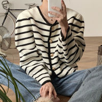 Nomikuma O Neck Striped Cardigan Women Contrast Color Single Breasted Long Sleeve Knitted Tops Korean Style New Chic Sweater