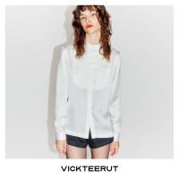 VICKTEERUT (ราคาปกติ 6,800-.) Tuxedo Bib Long Sleeve Shirt เสื้อเชิ้ต แขนยาว ตีเกล็ด