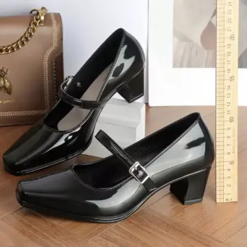 Women Leather Round Nose Elegant High Heels Business Attire Shoes Platforms  Low Heel Shoes Women High Heels