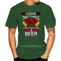 Firefighter T Men Tshirt Funny Fire Fighting And Beer Tshirt No Fade Tees Cotton Father