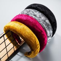 2020 Female sponge Bezel Head Silk Padded Headband for Women Solid 4cm Wide Thick Hair Hoop Hairband Cotton Blends Headbands