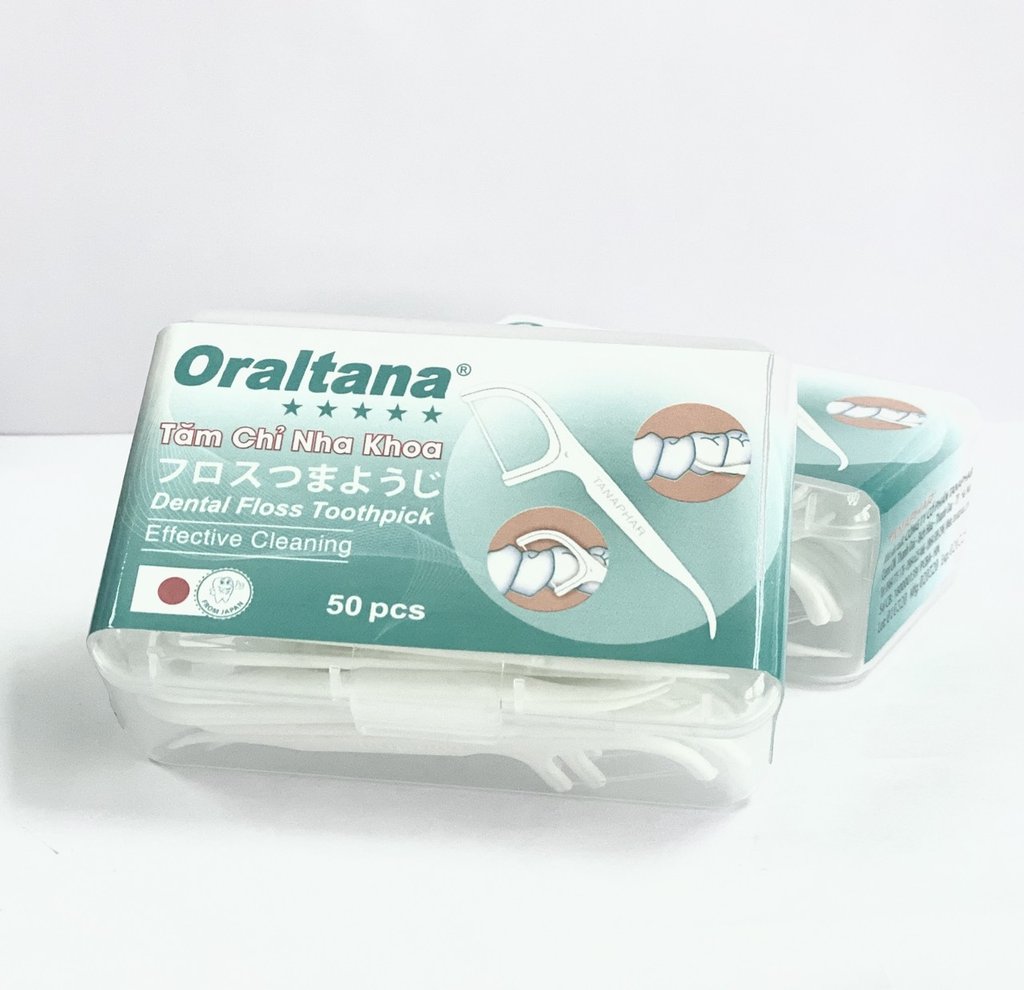 Tăm chỉ nha khoa Oraltana hộp 50 cái tăm xỉa răng nha khoa y tế chất lượng cao loại trừ các mảng bám - 1 Hộp