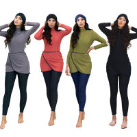 Muslim Swimwear Women Modest Patchwork Hijab Long Sleeves Sport Swimsuit 3pcs Islamic Burkinis Wear Bathing Suit 4XL