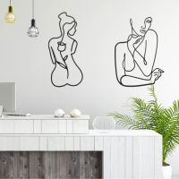 2 Pcs โลหะ Minimalist Wall Art Decor บทคัดย่อ Woman Home Decor Room Decor ตกแต่งห้องนอน Modern Wall Decor โลหะ Single Line Art หญิง Body Decor สำหรับห้องครัวห้องน้ำห้องนั่งเล่น (สไตล์คลาสสิก)