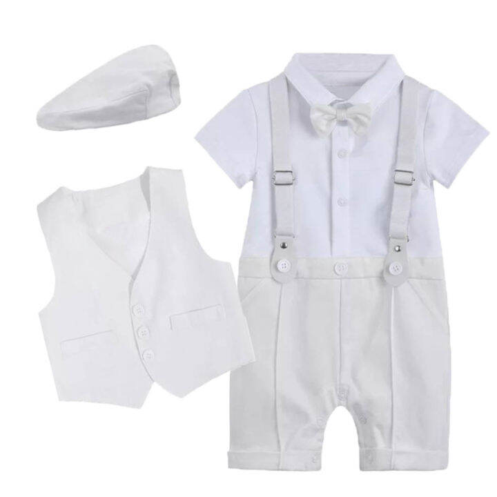 เด็กทารก Baptism Romper Christening เสื้อผ้าชุดชุด1st วันเกิดสีขาวชุด