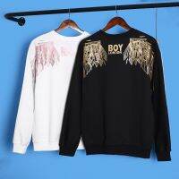 เสื้อสเวตเตอร์ Boy London สีบรอนซ์ของแท้ของแท้ฤดูใบไม้ร่วงและฤดูหนาวแฟชั่นอินเทรนด์มีตัวอักษรปีกนกอินทรีคอกลมผู้ชายและผู้หญิงสไตล์เดียวกันทรงหลวมคลาสสิกสไตล์เกาหลี