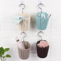 Nordic Style Hollow Design Storage Basket Hanging Small Bag Sundries Box With Hook Cosmetics Finishing Plastic Baskets