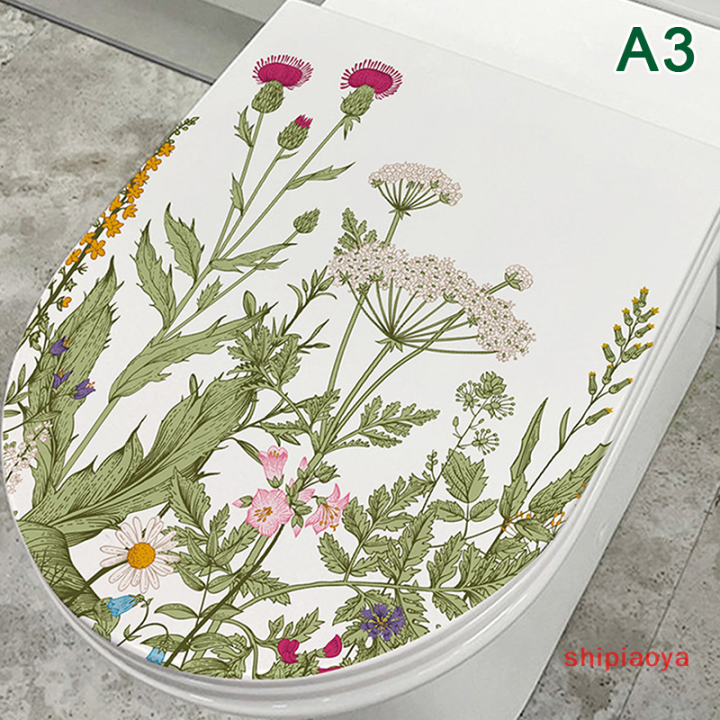 shipiaoya-สติกเกอร์ติดห้องน้ำรูปหญ้ารูปนกดอกไม้ติดด้วยตนเองลอกออกได้สำหรับตกแต่งห้องสติกเกอร์ติดหน้าต่าง