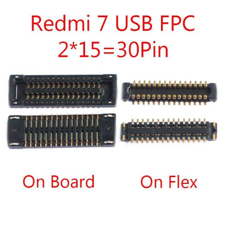 2ชิ้น30-40ขาหน้าจอแอลซีดี-fpc-บนเมนบอร์ดสำหรับ-xiaomi-redmi-7-7a-redmi7-redmi7a-usb-บอร์ดขั้วต่อแบตเตอรี่แบบเฟล็กซ์