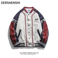 EERSHENSHI แจ็คเก็ตสไตล์แขนยาวนักขี่จักรยานชาย,เสื้อแจ็คเก็ตนักเรียนเข้ากับทุกชุดเครื่องแบบเบสบอลคอกลมกระดุมแถวเดียวชุดคู่รัก