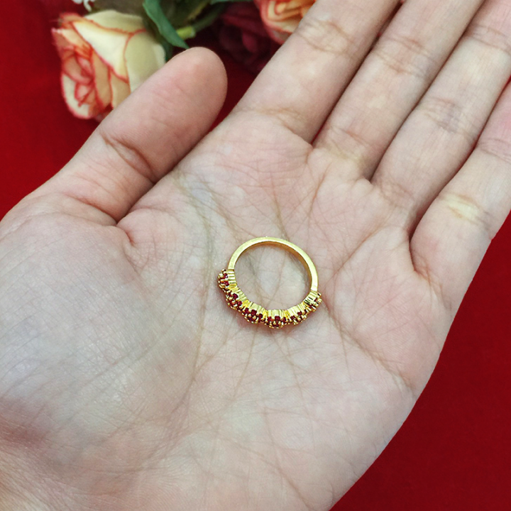 แหวนทองฝังพลอยทับทิม-แหวนพลอย-แหวนทอง-แหวนเสริมบารมี-ใส่ออกงานได้-ทองไมครอน-ทองชุป-ทองปลอม-แหวนไมครอน