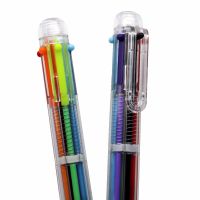 【❂Hot On Sale❂】 miciweix ปากกาพลาสติก2ชิ้นพร้อมเครื่องมือเครื่องเขียนสำนักงานปากกาปากกาลูกลื่นหลายสี6 In 1หลากสีแบบรุ่นสี