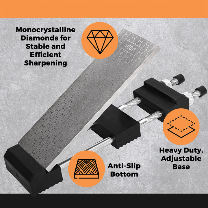ชุดหินเหลาเพชรสิ่วตัดหินลับมีดหัวเพชรแบบพรีเมี่ยมสำหรับใบมีดทุกประเภทที่ต้องมีสำหรับใช้ในบ้านแผ่นหยาบ-400-1000กรวดดี2ด้าน