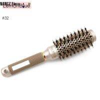 NANGZ Store LemonBlue Professional Thermal Ceramic Ionic Round Barrel Hair Brush Comb with Boar Bristle 32mm