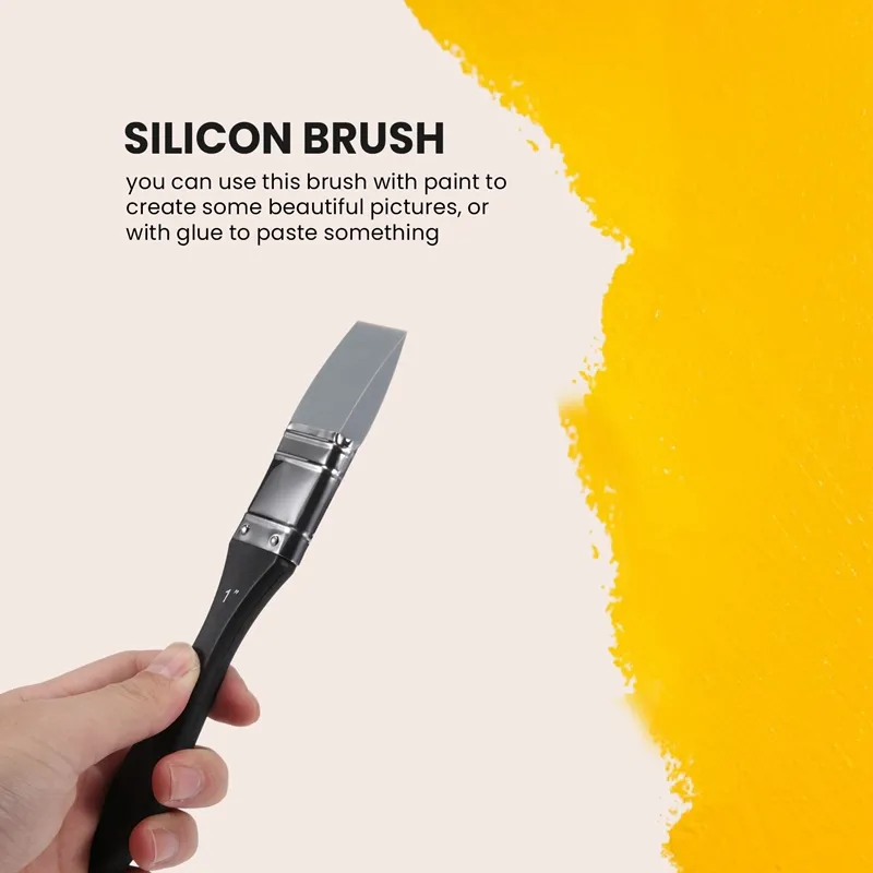 Silicone Color Shaper Brush Wide Firm Flat Silicone Paint Brush Flexible  Acrylic and Water Based Painting Tool, 1.5 Inch