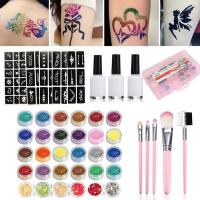 30 สีเพชรแฟลช Glitter Powder แม่แบบสักชุด 60 แฟลชชุดแม่แบบสำหรับเด็กผู้ใหญ่ Face Body Art แต่งหน้า-mu xuan trade