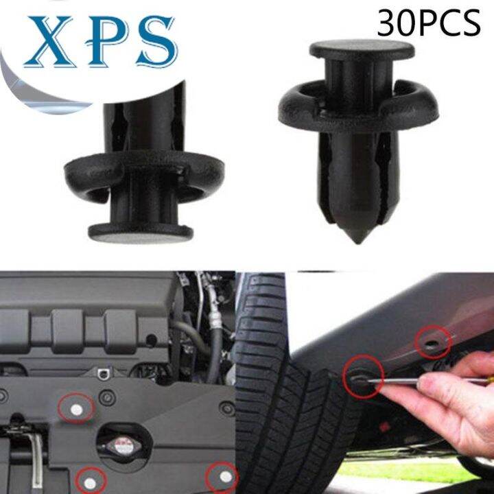 xps 30x Car Plastic Black Rivets Push Pin Fastener Fender Bumper Clips