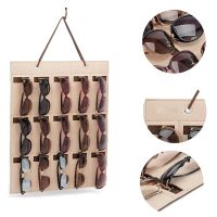 【cw】hot 15 Slot Sunglasses Storage Felt Wall Hanging Folding Accessories Glasses ！