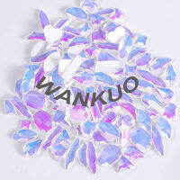 【WANKUO】พลอยเทียม รูปทรงแบน สำหรับตกแต่งเล็บผู้หญิง