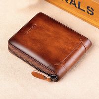 Mens Leather Wallet Zipper Small Purse Card Holder Man Carteira Masculina genuine leather Coin Purse Porte Monnaie Money Bag