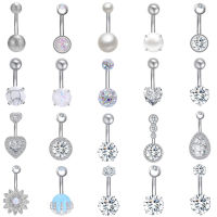 Stainless Steel Navel Belly Rings Cubic Zircon Heart Belly Button Rings Body Piercing Jewelry Crystal Navel Piercing Rose Gold Navel Rings