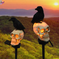 OT Led Solar Light Halloween Horror Skeleton Ghost-Shape Outdoor Waterproof Landscape Lamp With Stake For Garden Decor