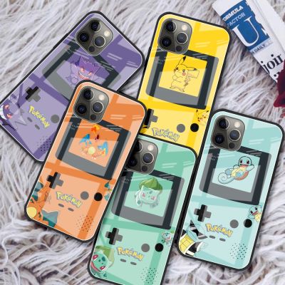 「Enjoy electronic」 Glass Cover For   iPhone 14 12 13 11 Pro Max 7 8 Plus XR X XS 6S SE Tempered Phone funda Case Shell Game Console Pikachu Cas