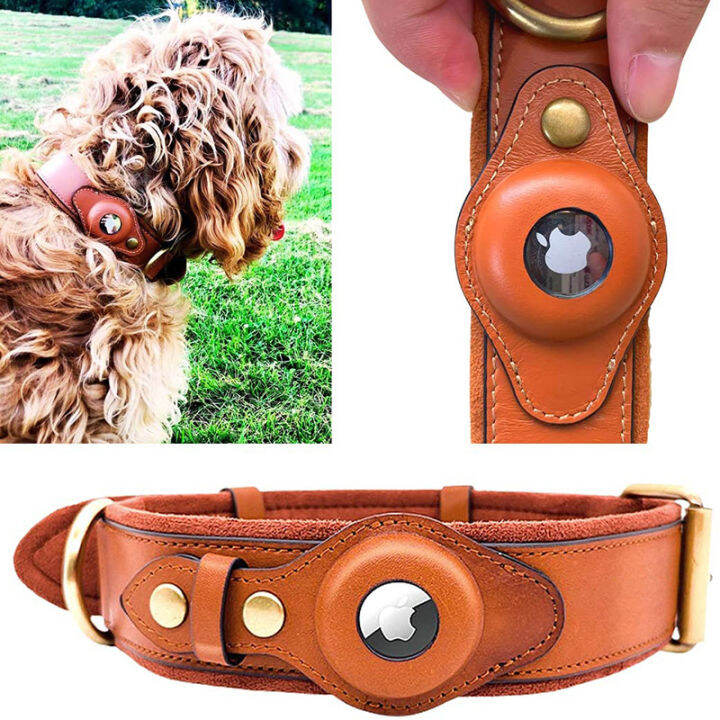 New Airtag Pet Collar Luxury Leather Apple Airtags Dog Cat Collar Anti