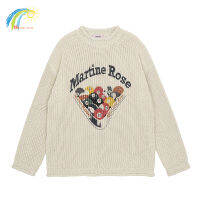 23FW รีดขอบบิลเลียดพิมพ์ Martine Rose ถักเสื้อกันหนาวผู้ชายผู้หญิงคุณภาพสูง Drop ไหล่ขนาดใหญ่ Pullovers