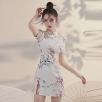 Modified cheongsam 2023 countries new female summer paragraphs of new young girl little short dress