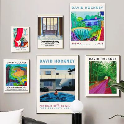 David Hockney Modern Art Exhibition Wall Art ภาพวาดผ้าใบ-Nordic โปสเตอร์และพิมพ์ภาพ Graffiti สำหรับตกแต่งห้องนั่งเล่น