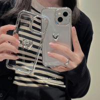 ซองนุ่มใสที่ทันสมัย Coque 3D หัวใจรักเคสโทรศัพท์แบบใส TDD สำหรับ iPhone 14 13 12 11 Pro XS Max X XR