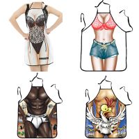 【HOT】 Sexy Kitchen Muscle Man Apron Funny Sexy Apron For Woman amp;Man Dinner Party Delantales BBQ Party Cartoon Apron Cocina CWQ026